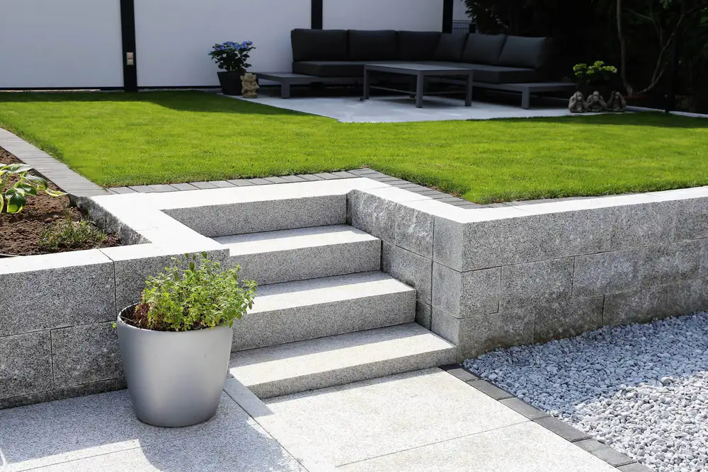 Granite garden steps and retaining work